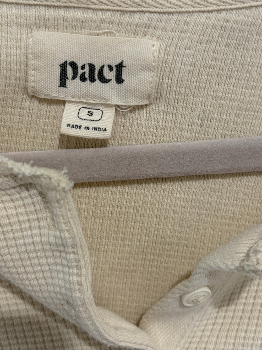 Pact Cream Waffle Henley Top - Picture 2 of 2